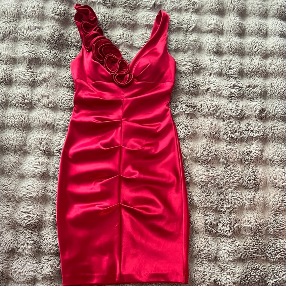 Xscape One Shoulder Red Dress